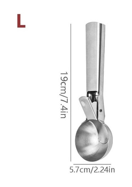 L Paslanmaz Çelik Dondurma Topu Makinesi Çok Fonksiyonlu Dondurma Kaşığı Saplı Püre Patates Meyve Karpuz Kepçe Mutfak Aracı (Yurt Dışından)