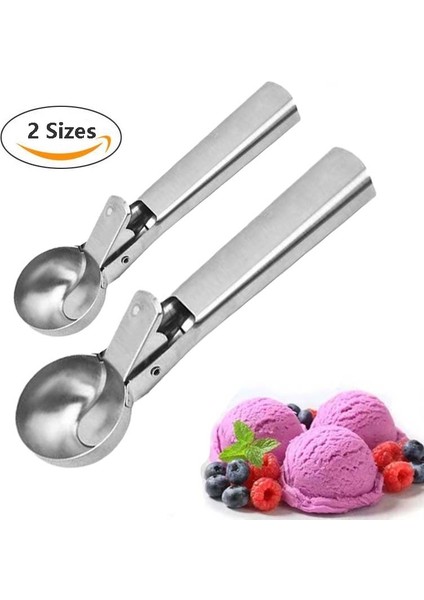 L Paslanmaz Çelik Dondurma Topu Makinesi Çok Fonksiyonlu Dondurma Kaşığı Saplı Püre Patates Meyve Karpuz Kepçe Mutfak Aracı (Yurt Dışından) fiyatları