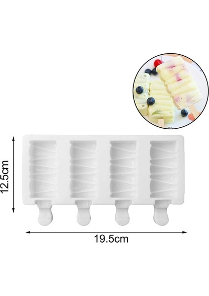 4 Hücreler Bir 3D Dıy Silikon Dondurma Kalıp El Yapımı Çevre Dostu Popsicle Kalıp Mus Tatlı Dondurucu Suyu Buz Küpü Tepsi Varil Maker Kalıp (Yurt Dışından)