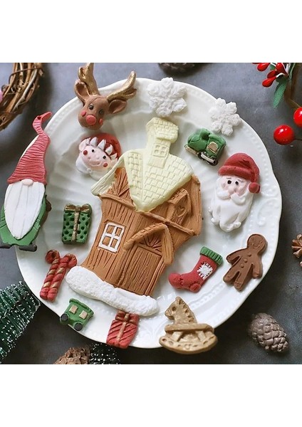 Mavi Pişmiş Kek Silikon Kalıp Yaşlı Adam Elk Kar Tanesi Şeker Kurutulmuş Pais Çikolata Noel Şekli Kalıp Koleksiyonu (Yurt Dışından)