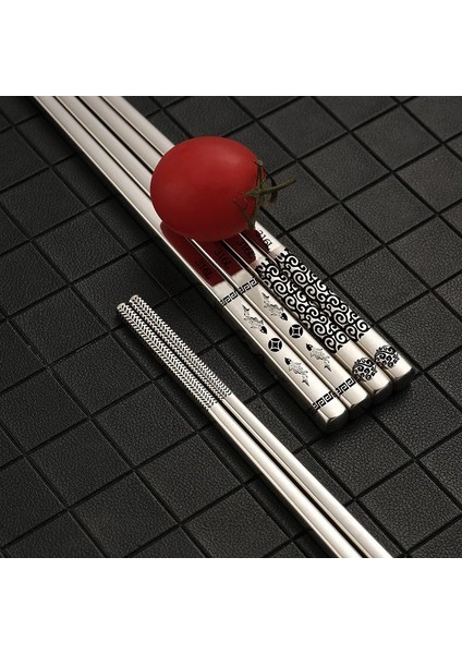 Yemek Çubukları H 1 Çift Çin Metal Yemek Çubukları Paslanmaz Çelik Yemek Çubukları Kaymaz Yalıtım Ev Sofra Yetişkin Retro Ev 24 cm (Yurt Dışından)