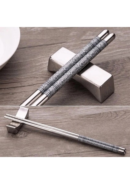 Gümüş 1 Çift Mavi ve Beyaz Baskı ile Çubuklarını Çelik Çubuklarını Mutfak Sofra Çubuklarını Çelik Gıda Çubuklarını (Yurt Dışından) fiyatları