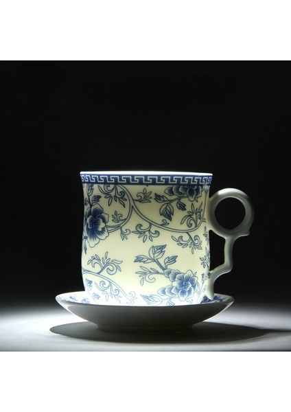 Grande Corniche Retro Çin Mavi Beyaz Porselen Çay Bardağı Seti Tabağı Kapaklı Demlik 260 ml Seramik Çay Fincanı Çay Filtresi ile (Yurt Dışından) fırsatları