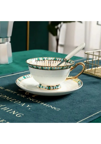 23 Lüks Kemik Çini Kahve Fincan Tabağı Kaşık Ingiliz Porselen Çay Tumbler Boyalı Çiçek Kuş Seramik Cafe Kupa Drinkware Hediye (Yurt Dışından)