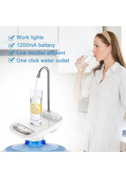 Siyah Elektrikli Su Sebili Pompası Otomatik Su Kovası Şişe Pompası USB Şarj Edilebilir Namlulu Su Galon Pompası Standı ile (Yurt Dışından) fırsatları