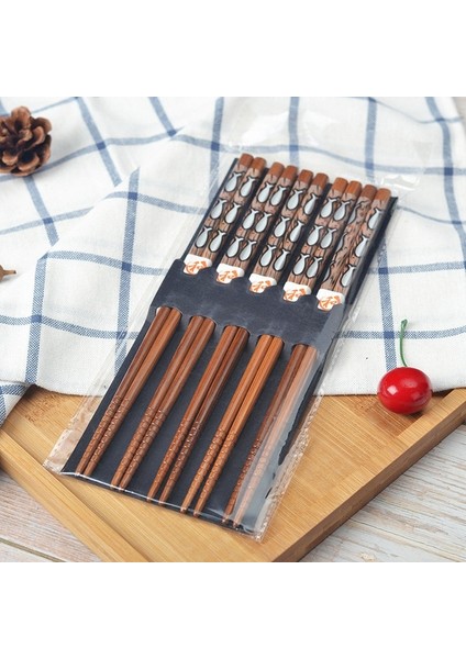 Gümüş Balık Yeniden Kullanılabilir 5 Çift Set El Yapımı Bambu Japon Doğal Ahşap Çubuklarını Suşi Gıda Kedi Çiçek Çok Renkli Ahşap Çubuklarını (Yurt Dışından)