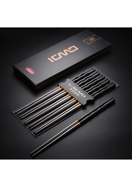 1 Adet Siyah Gümüş 5 Çift/takım Yeniden Kullanılabilir Kaymaz Paslanmaz Çelik Çubuklarını Sofra Yemek Japon Chopstick Suşi Gıda Çubukları (Yurt Dışından) modelleri