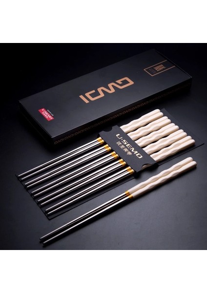 1 Adet Siyah Gümüş 5 Çift/takım Yeniden Kullanılabilir Kaymaz Paslanmaz Çelik Çubuklarını Sofra Yemek Japon Chopstick Suşi Gıda Çubukları (Yurt Dışından) fırsatları