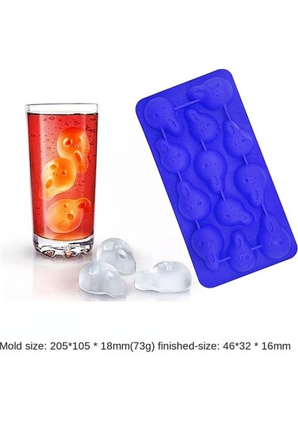 Mavi-12 Delik 10/12 Hücreler Kafatası Buz Küpü Kalıp Silikon Buz Küpü Tepsi Buz Küpü Makinesi Dıy Viski Kokteyl Buz Topu Kalıp Çikolata Pasta Kalıp (Yurt Dışından)