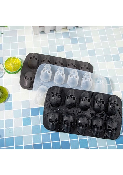 Mavi-12 Delik 10/12 Hücreler Kafatası Buz Küpü Kalıp Silikon Buz Küpü Tepsi Buz Küpü Makinesi Dıy Viski Kokteyl Buz Topu Kalıp Çikolata Pasta Kalıp (Yurt Dışından) indirimleri
