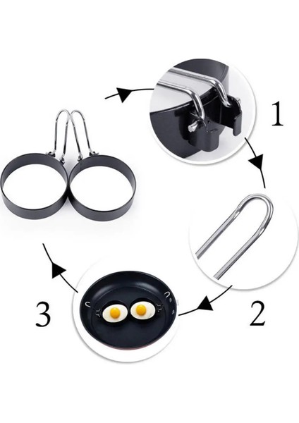 Gösterildiği Gibi Paslanmaz Çelik Yumurta Kızartma Halkaları Kolu Yapışmaz Yumurta Araçları Daire Yuvarlak Kızarmış Poach Kalıp Pişirme Kahvaltı Mutfak Erişimi Için (Yurt Dışından) fiyatları