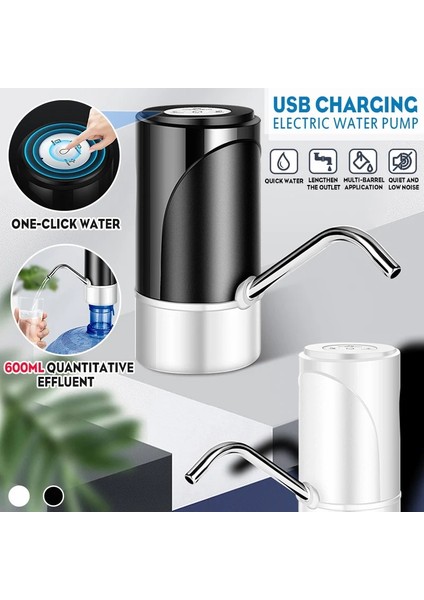Siyah Otomatik Yumru Su Şişesi USB Şarj Namlulu Su Pompası Ev Ofis Saf Su Içme Su Sebili (Yurt Dışından) modelleri