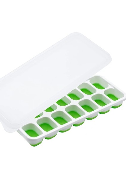 Yeşil Buz Küpü Tepsi 14 Izgara Silikon Buz Küpü Tepsi Buz Makinesi Kalıp Tepsileri Kapaklı Konteynerler Yaratıcı Buz Küpü Dıy Kalıptan Çıkarılması Kolay (Yurt Dışından)