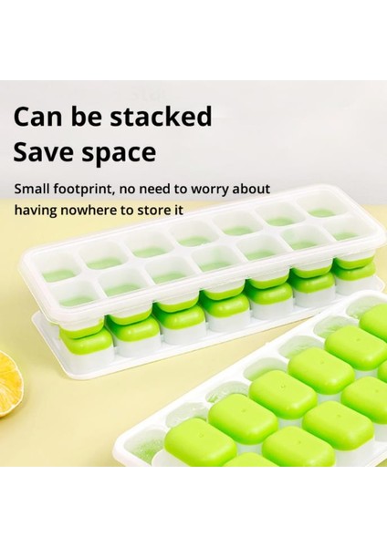Yeşil Buz Küpü Tepsi 14 Izgara Silikon Buz Küpü Tepsi Buz Makinesi Kalıp Tepsileri Kapaklı Konteynerler Yaratıcı Buz Küpü Dıy Kalıptan Çıkarılması Kolay (Yurt Dışından) indirimleri