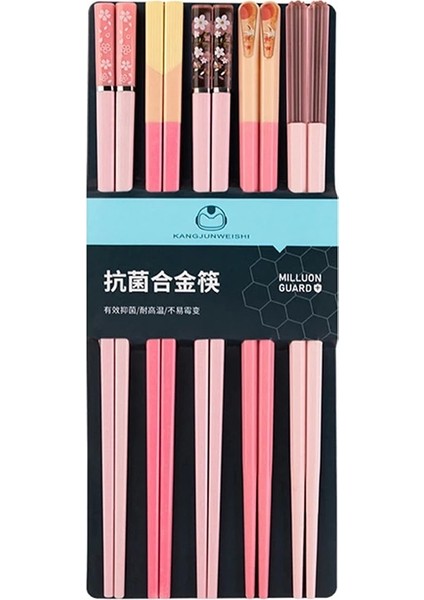 -P4 5pairs Yeniden Kullanılabilir Beş Renkli Yemek Çubukları Suşi Gıda Çok Renkli Çubuklar Ev Sofra (Yurt Dışından) fırsatları