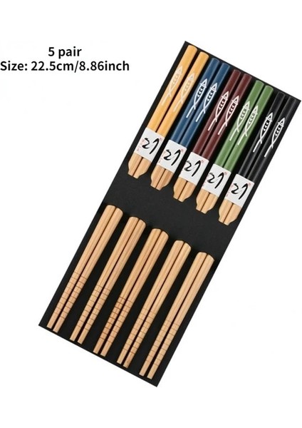 18--5 Çift Kullanımlık 5 Çift Set El Yapımı Çubuk Bambu Japon Doğal Ahşap Çubuklarını Suşi Gıda Tumbler Çiçek Ahşap Çubuklarını Yenı (Yurt Dışından)
