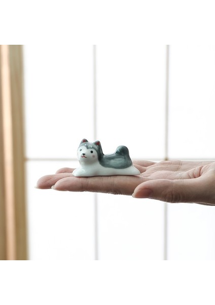 03 Japon Tarzı Sıraltı Seramik Sevimli Köpek Çubuk Tutucu Sofra Restoran Mutfak Için Basit Oval Kaşık Braketi Gereçler (Yurt Dışından)