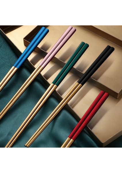 Blackgold Matte 1 Çift Mat Altın Japon Kore Tarzı Çin Yemek Çubukları Suşi Çubukları Erişte Ruloları Gıda Sofra Yeniden Kullanılabilir Metal Yemek Çubukları (Yurt Dışından)