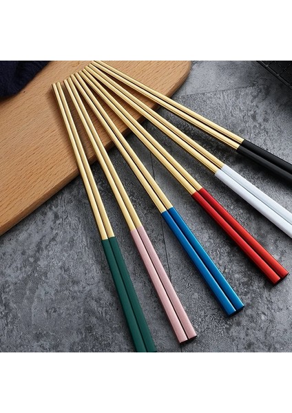 Blackgold Matte 1 Çift Mat Altın Japon Kore Tarzı Çin Yemek Çubukları Suşi Çubukları Erişte Ruloları Gıda Sofra Yeniden Kullanılabilir Metal Yemek Çubukları (Yurt Dışından)