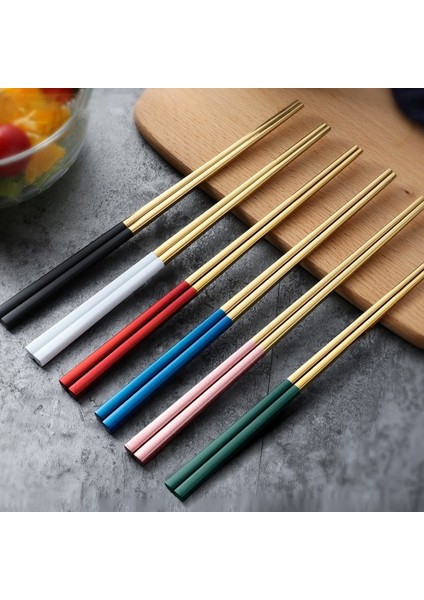 Blackgold Matte 1 Çift Mat Altın Japon Kore Tarzı Çin Yemek Çubukları Suşi Çubukları Erişte Ruloları Gıda Sofra Yeniden Kullanılabilir Metal Yemek Çubukları (Yurt Dışından)