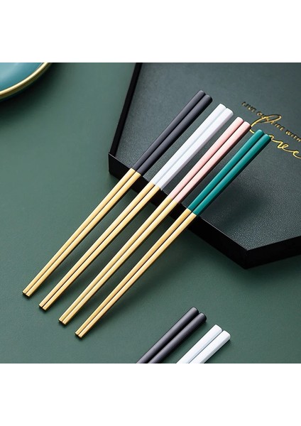 Blackgold Matte 1 Çift Mat Altın Japon Kore Tarzı Çin Yemek Çubukları Suşi Çubukları Erişte Ruloları Gıda Sofra Yeniden Kullanılabilir Metal Yemek Çubukları (Yurt Dışından)