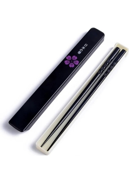Siyah Japon Yemek Çubukları Kutu Seti ile Doğal Ironwood El Yapımı Değer Hediye Suşi Çin Yemeği Yeniden Kullanılabilir Taşınabilir Seyahat Sofra Takımı (Yurt Dışından)