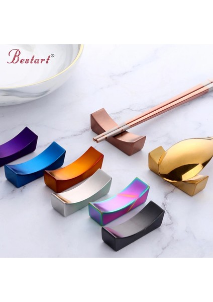 2pc Dinlenme-Gül Altın 10PCS Chopstick Dinlenme Raf Seti Japon Suşi Çubuklarını Standı Tutucu Paslanmaz Çelik Kore Lüks Masa Aksesuarları Malzemeleri (Yurt Dışından)
