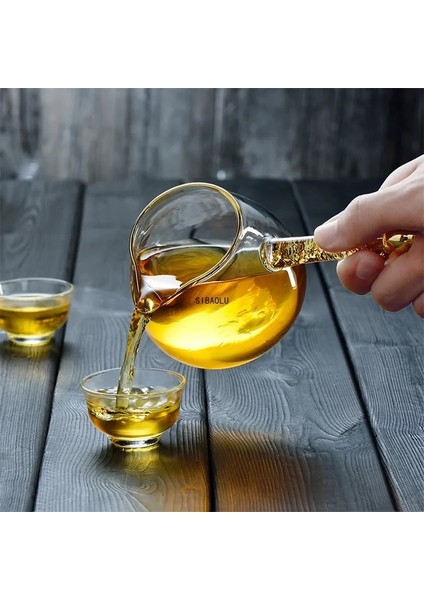 E Yaratıcı Çekiç Desen Isıya Dayanıklı Cam Altın Yan Kol Adil Fincan Kung Fu Çay Seti Çay Eşyaları Şeffaf Çay Dağıtıcı (Yurt Dışından) fiyatları