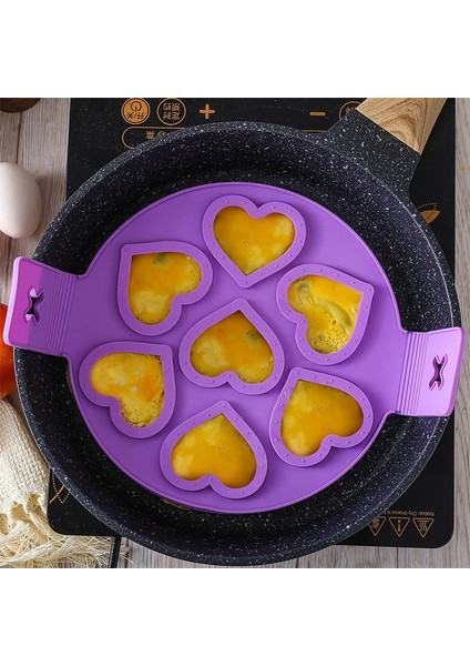 Mor 7 Delik Yumurta Gözleme Halkası Yapışmaz Gözleme Yapımcısı Kalıp Silikon Yumurta Pişirici Kızarmış Yumurta Şekillendirici Omlet Kalıpları Mutfak Pişirme Aracı Için (Yurt Dışından)