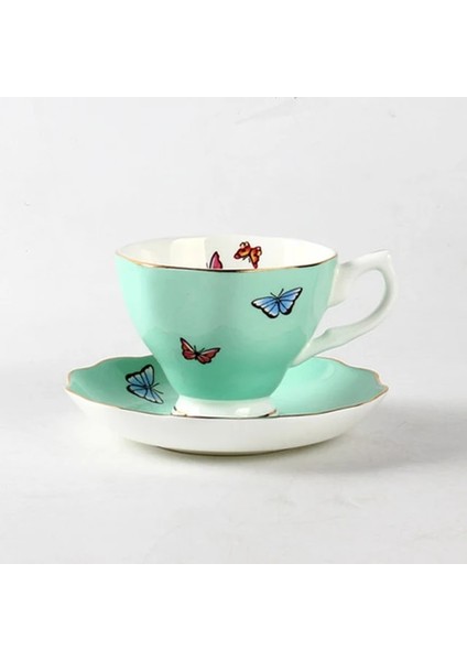 Stil A Yeşil 200-400 ml 1 Pc Asil Kemik Çini Kahve Fincanı Seramik Öğleden Sonra Çay Fincanları ve Tabakları Seti Yüksek Kaliteli Porselen Cafe Parti Drinkware Güzel Hediye (Yurt Dışından)