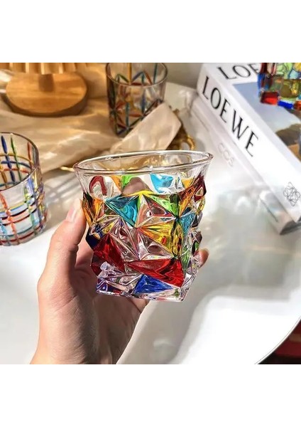 300ML 10 Gösterisi Olarak Krem Kadehi Ortaçağ Retro El Şişirme Kalıp Kristal Cam Dekoratif Şeker Renk Çok Amaçlı Bardak Köpüklü Şarap Suyu Cam (Yurt Dışından)