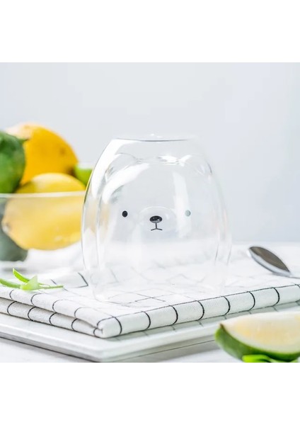 Donuk Ayı 201 300ML Novlety 270ML Çift Katmanlı Kahve Fincanı Yüksek Borosilikat Cam Soğuk Içecek Kupası Sıcak Içecek Kupası Sevimli Kedi Ayı Süt Çay Bardağı (Yurt Dışından)