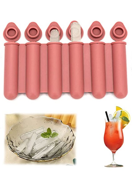 Mavi Su Dondurma Küpü Kalıpları Makinesi Tepsi Silikon Mini 6 Kavite Uzun Buz Çubukları Viski Içecekler Ayı Pops Popsicle Kalıp Kapaklı (Yurt Dışından)