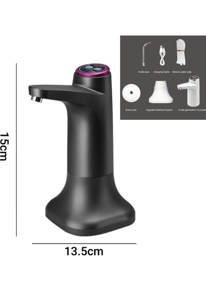 Gri 06 3W Taşınabilir Elektrikli Su Galon Pompası 19 Litre Otomatik Su Sebili Pompası Içme Sebili Püskürtücü Ev Için USB Şarj (Yurt Dışından)