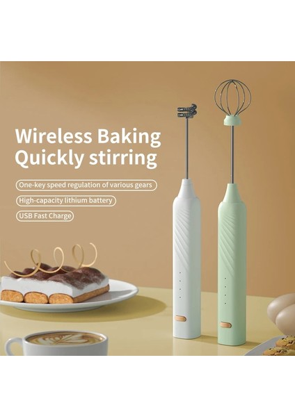 B El Elektrikli Süt Köpürtücü 3 Hız Yumurta Mikser USB Şarj Edilebilir Kahve Köpürtme Değnek Cappuccino Karıştırıcı Mutfak Çırpma Aracı (Yurt Dışından)