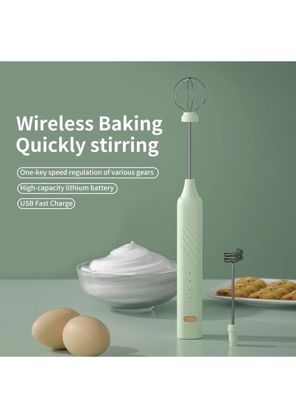 B El Elektrikli Süt Köpürtücü 3 Hız Yumurta Mikser USB Şarj Edilebilir Kahve Köpürtme Değnek Cappuccino Karıştırıcı Mutfak Çırpma Aracı (Yurt Dışından)