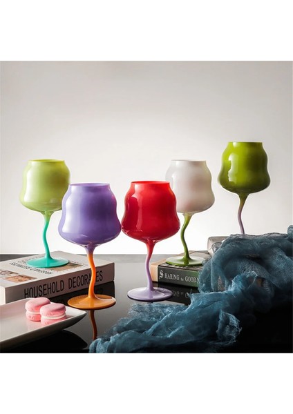 300ML 10 Gösterisi Olarak Krem Kadehi Ortaçağ Retro El Şişirme Kalıp Kristal Cam Dekoratif Şeker Renk Çok Amaçlı Bardak Köpüklü Şarap Suyu Cam (Yurt Dışından)