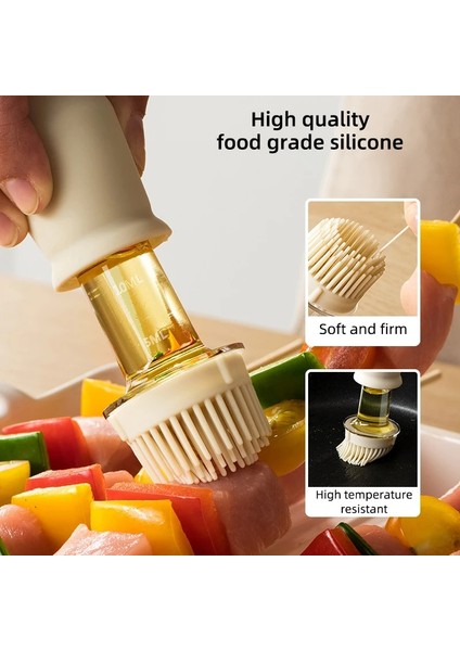 Yeşil 2 Adet Yeni Silikon Fırça Cam Yağ Şişesi ile Yüksek Sıcaklığa Dayanıklı Taşınabilir Barbekü Pişirme Gözleme Yağı Fırça Barbekü Mutfak Aracı (Yurt Dışından)
