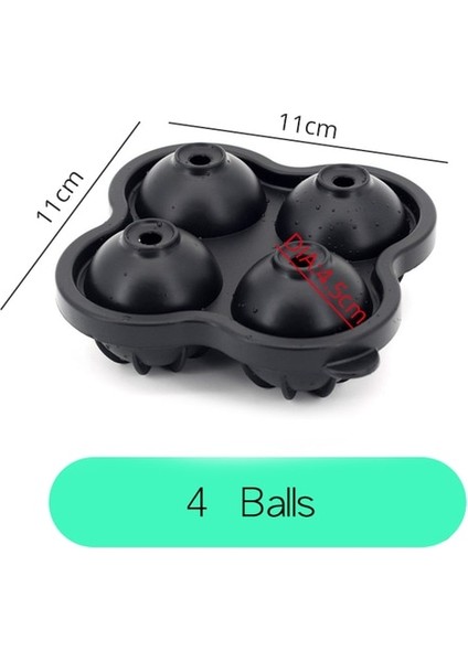 4 Top Yuvarlak Büyük Küre Buz Kalıp Tepsisi - Viski Buz Küresi Yapıcı - 1,8" / 4,5cm Buz Topları Yapar - Esnek Silikon Buz Küpü Kalıp Tepsisi (Yurt Dışından)