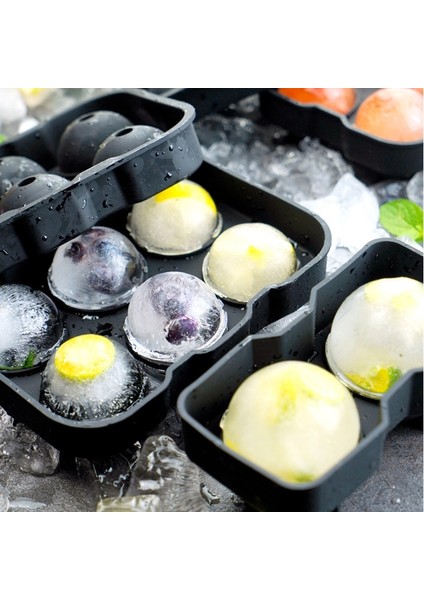 4 Top Yuvarlak Büyük Küre Buz Kalıp Tepsisi - Viski Buz Küresi Yapıcı - 1,8" / 4,5cm Buz Topları Yapar - Esnek Silikon Buz Küpü Kalıp Tepsisi (Yurt Dışından) modelleri