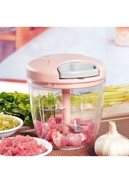 900 Ml-Pembe 500/900 ml Manuel Et Kıyma Sarımsak Kıyıcı Döndür Sarımsak Presi Kırıcı Sebze Soğan Kesici Mutfak Pişirme Aksesuarları (Yurt Dışından)