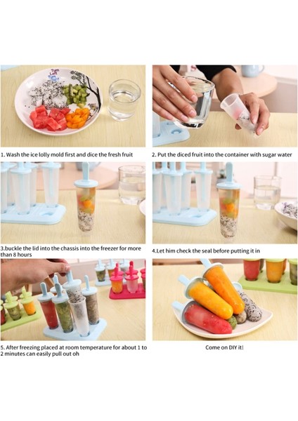 A-Blue Dondurma Kalıpları 6 Popsicle Kalıp Seti Popsicle Buz Tepsisi Dıy Dondurma Sopa Kapaklı Yeniden Kullanılabilir Buz Kalıbı Mutfak Aksesuarları (Yurt Dışından) indirimleri