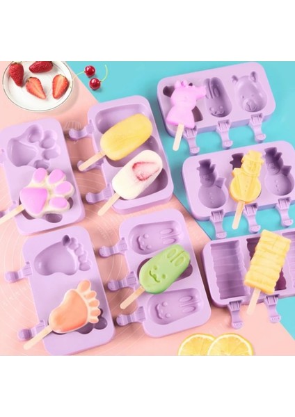 4 Delik Beyaz Silikon Dondurma Kalıp Yeniden Kullanılabilir Popsicle Kalıpları Karikatür Hayvan Kalıp Jöle Meyve Dondurma Kalıp Yaz Mutfak Aksesuarları (Yurt Dışından) modelleri