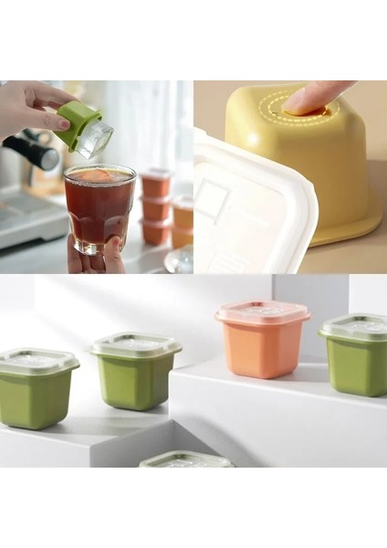 Gn Bağımsız Buz Küpleri Büyük Buz Kalıbı Kalıp Silikon Ev Depolama Yapma Buz Kapaklı Kutu Mutfak Aksesuarları (Yurt Dışından)