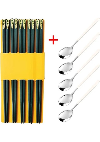 45G-1 5 Çift Japon Çin Yemek Çubukları Gıda Suşi Çubukları Yeniden Kullanılabilir Kore Yemek Çubukları Seti Metal Alaşım Sofra Palillos Chinos (Yurt Dışından)