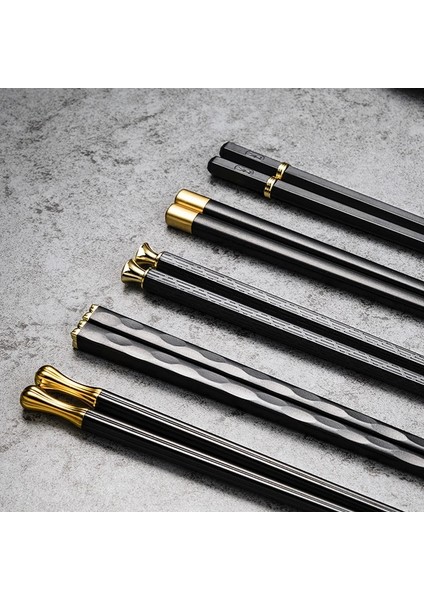 45G-1 5 Çift Japon Çin Yemek Çubukları Gıda Suşi Çubukları Yeniden Kullanılabilir Kore Yemek Çubukları Seti Metal Alaşım Sofra Palillos Chinos (Yurt Dışından)