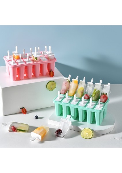 J 10 Hücre Gıda Güvenli Silikon Dondurma Kalıpları 6/12 Hücre Dondurulmuş Buz Küpü Kalıpları Buzlu Şeker Makinesi Dıy Ev Yapımı Dondurucu Lolly Kalıp Sopalarla (Yurt Dışından) modelleri