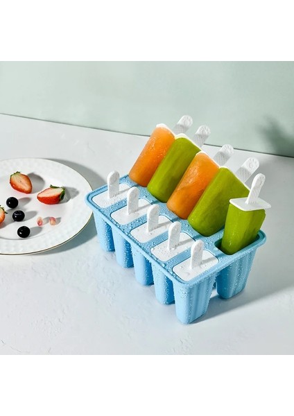J 10 Hücre Gıda Güvenli Silikon Dondurma Kalıpları 6/12 Hücre Dondurulmuş Buz Küpü Kalıpları Buzlu Şeker Makinesi Dıy Ev Yapımı Dondurucu Lolly Kalıp Sopalarla (Yurt Dışından) indirimleri