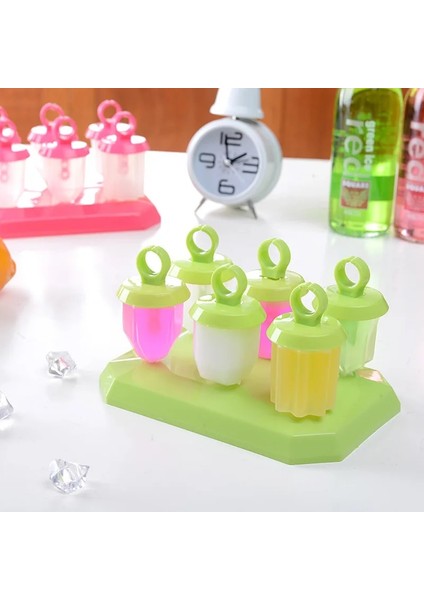 B Yeşil 6 Hücreler Yaz Aksesuarları Mutfak Aletleri Gıda Sınıfı Lolly Kalıp Yeniden Kullanılabilir Dondurma Pentagram Oval Yapımcısı Tatlı Peynir Dıy Kalıp (Yurt Dışından) modelleri