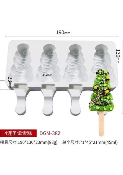 06 4-Cavity Pişirme Mini Silikon Dondurma Kalıpları Popsicle Kalıpları Kek Çikolata Cakesicle Kalıp Dıy Buz Pops Oval (Yurt Dışından)